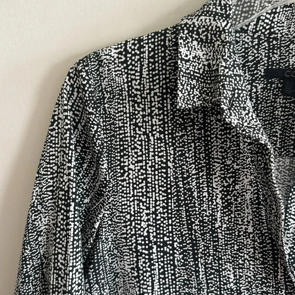 COS Black & White Abstract Dot Print Cttn Stretch Swing Shirt size - Picture 4 of 8